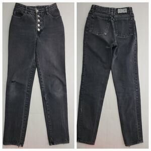 Vintage Bongo Jeans Womens 5 Gray Denim Tapered Mom High Rise Button Fly Y2K 90s